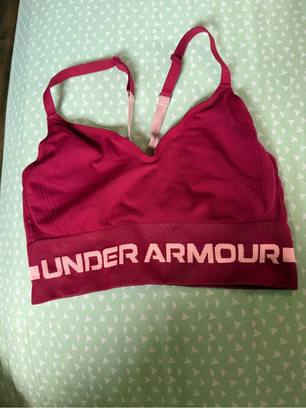Under Armour Maroon & Light Pink Logo Pull-On Sports Bra